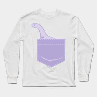 Lavender Pocket Dinosaur Long Sleeve T-Shirt